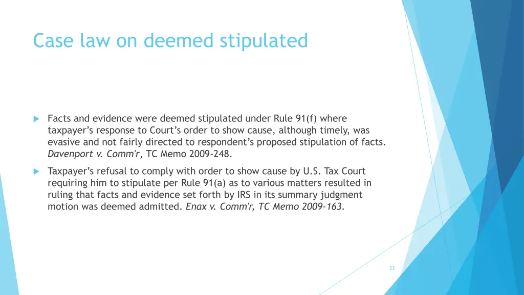 case law on deemed stipulated