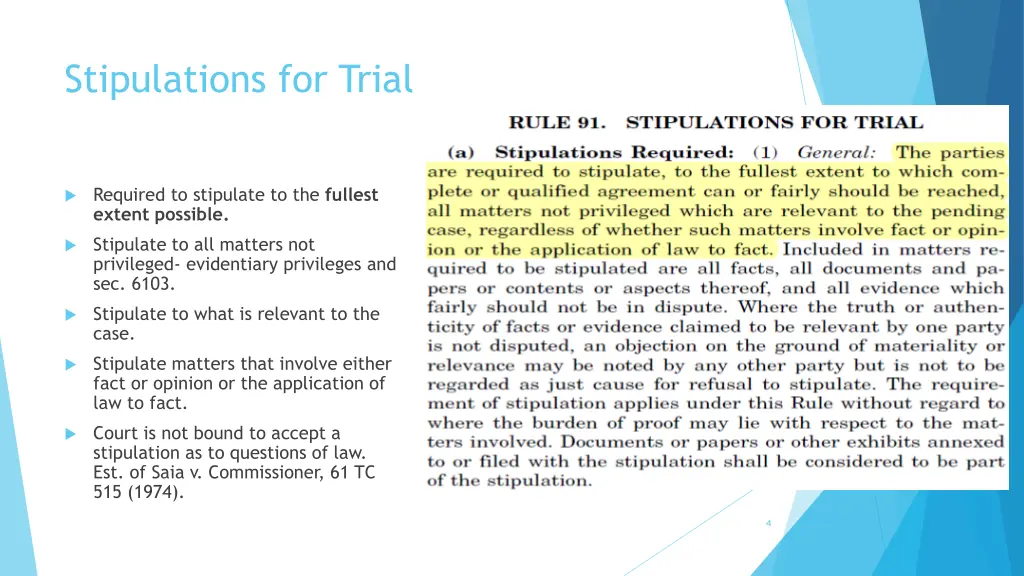 stipulations for trial