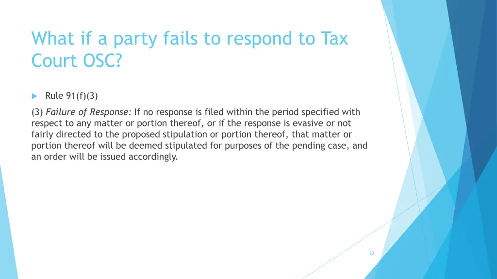 what if a party fails to respond to tax court osc