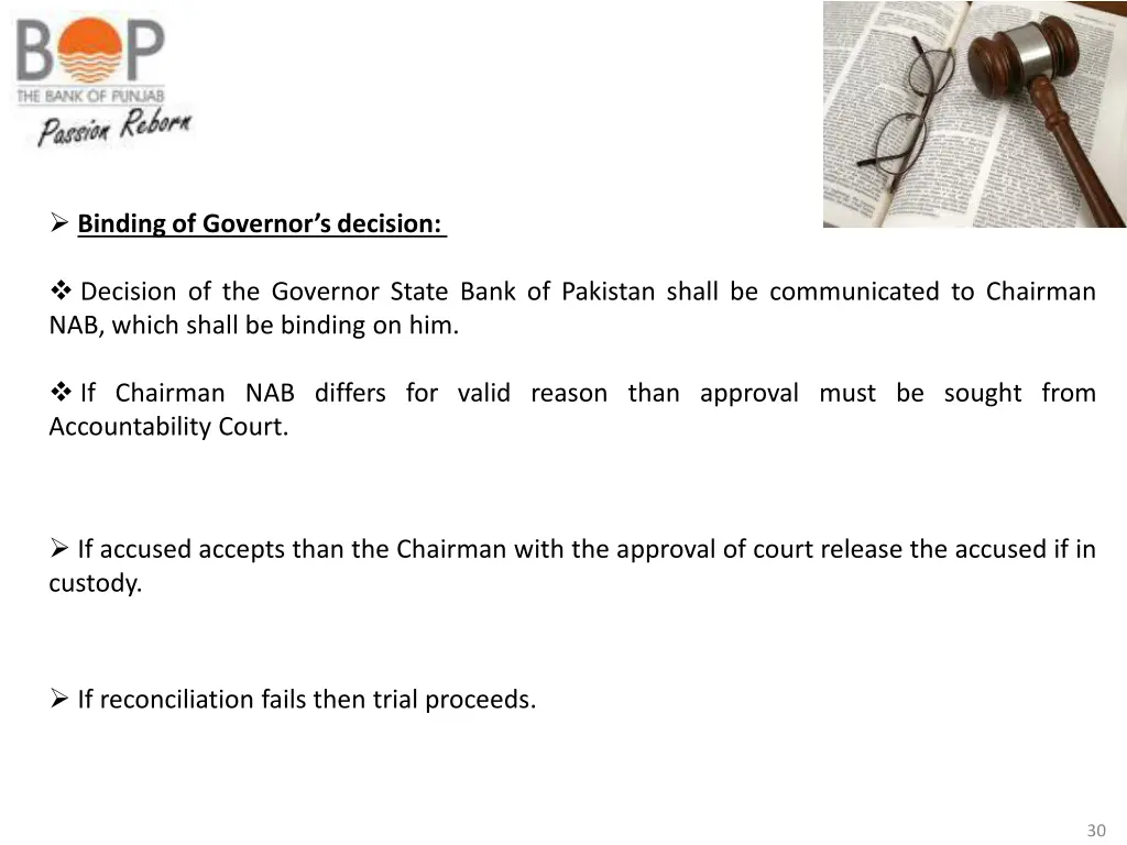 binding of governor s decision