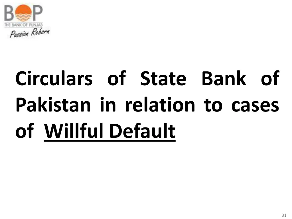 circulars of state bank of pakistan in relation