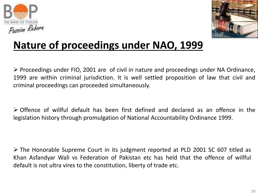 nature of proceedings under nao 1999