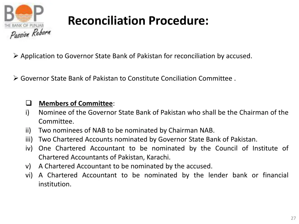 reconciliation procedure