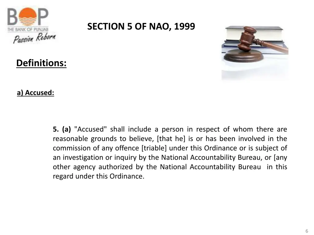 section 5 of nao 1999