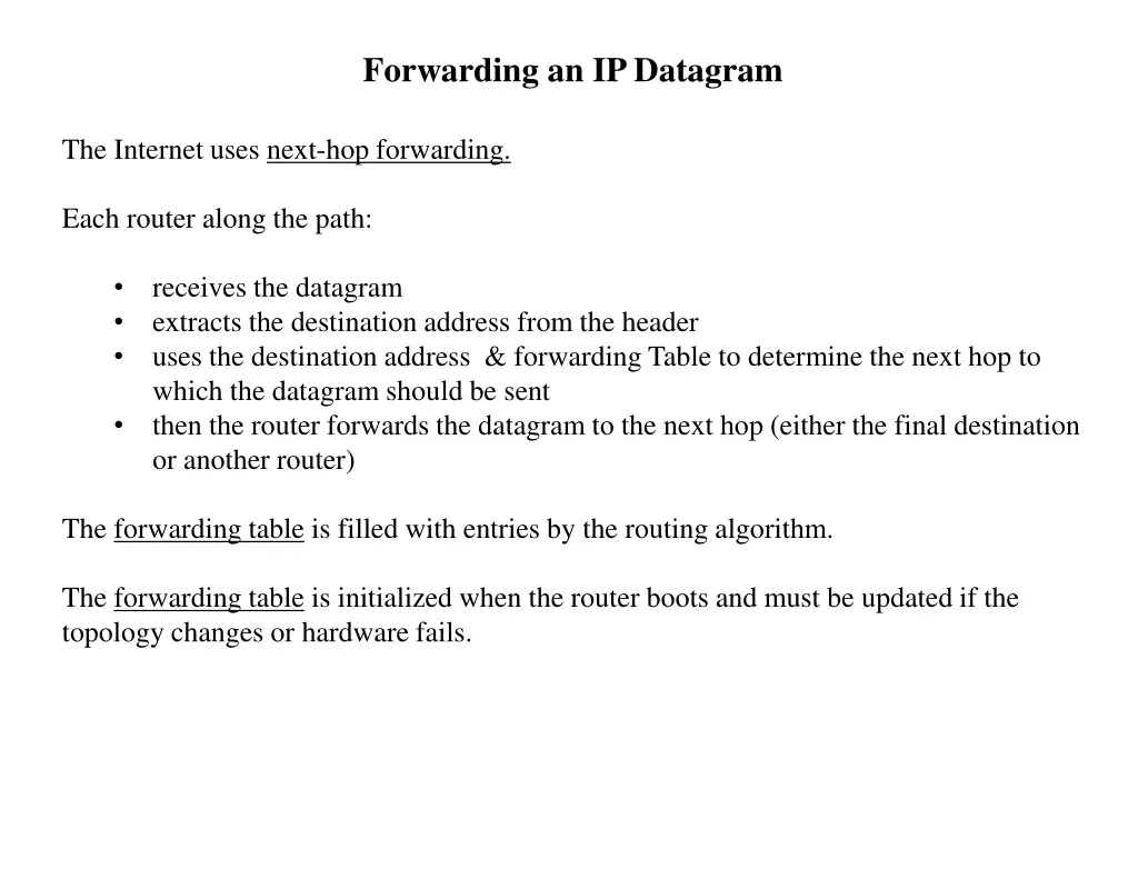 forwarding an ip datagram