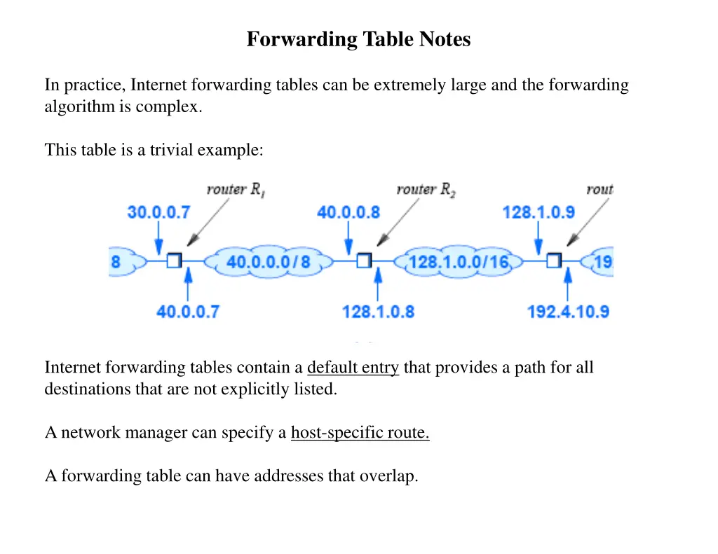 forwarding table notes