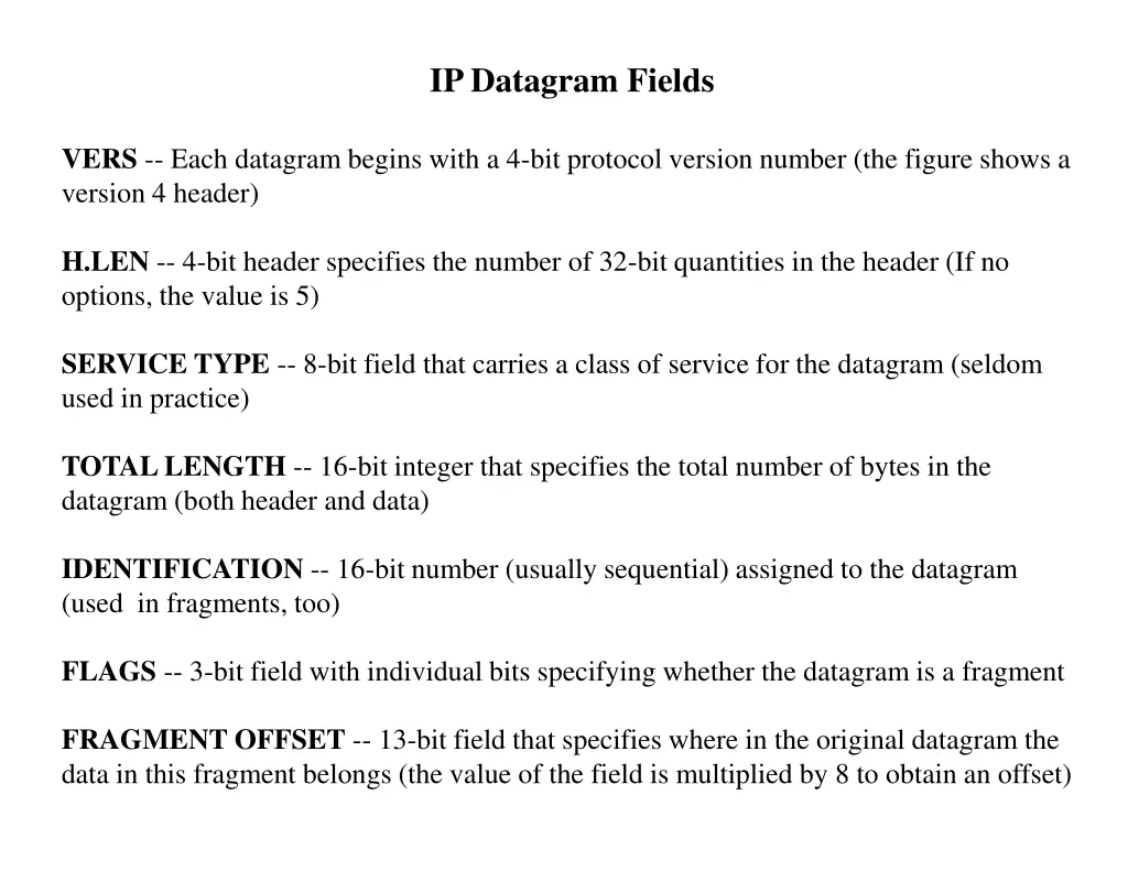 ip datagram fields