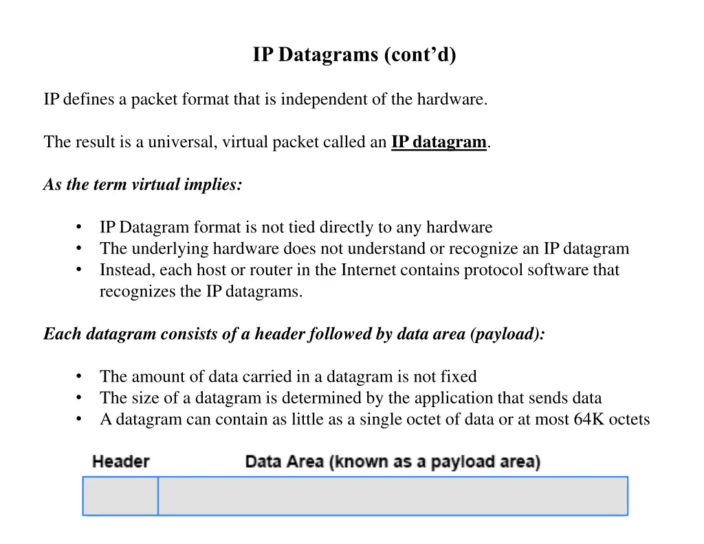 ip datagrams cont d