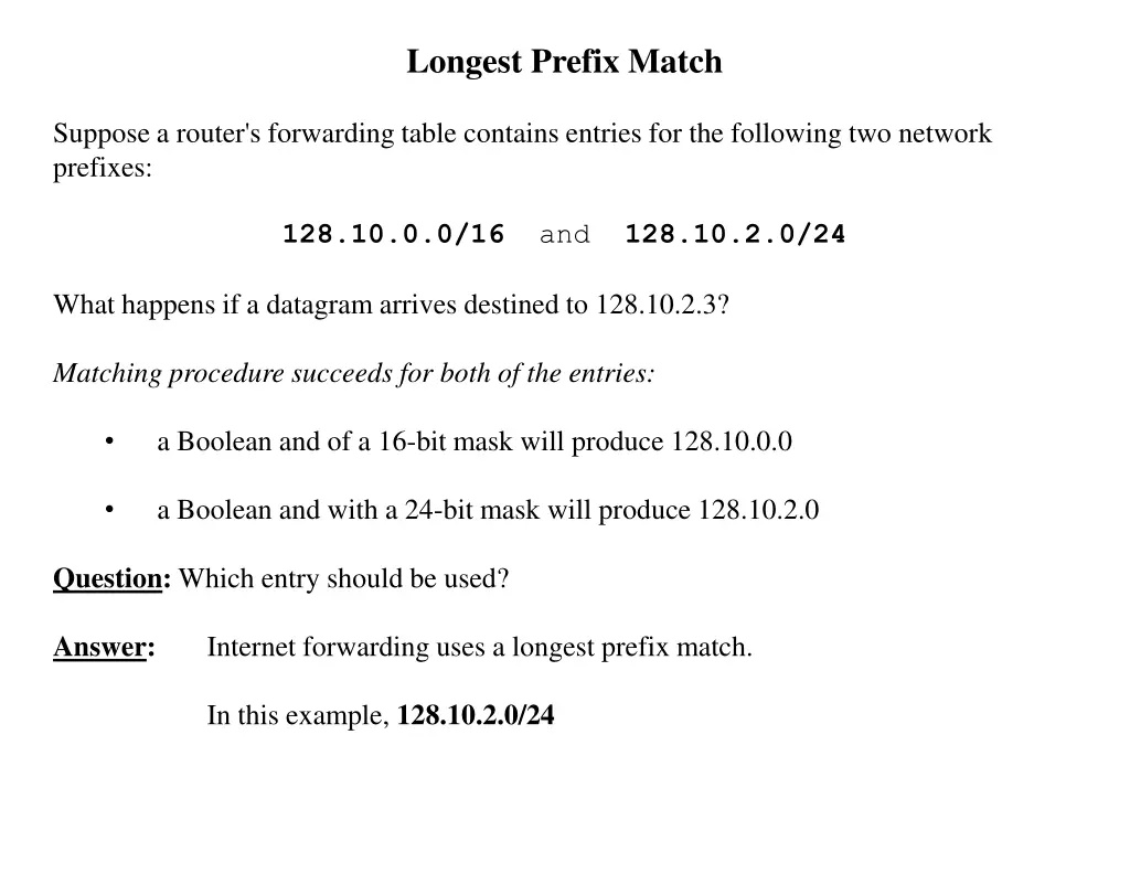 longest prefix match