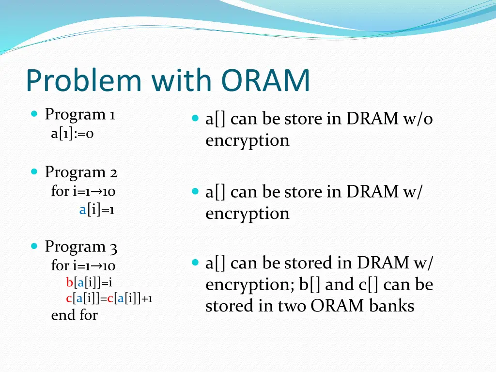 problem with oram program 1 a 1 0