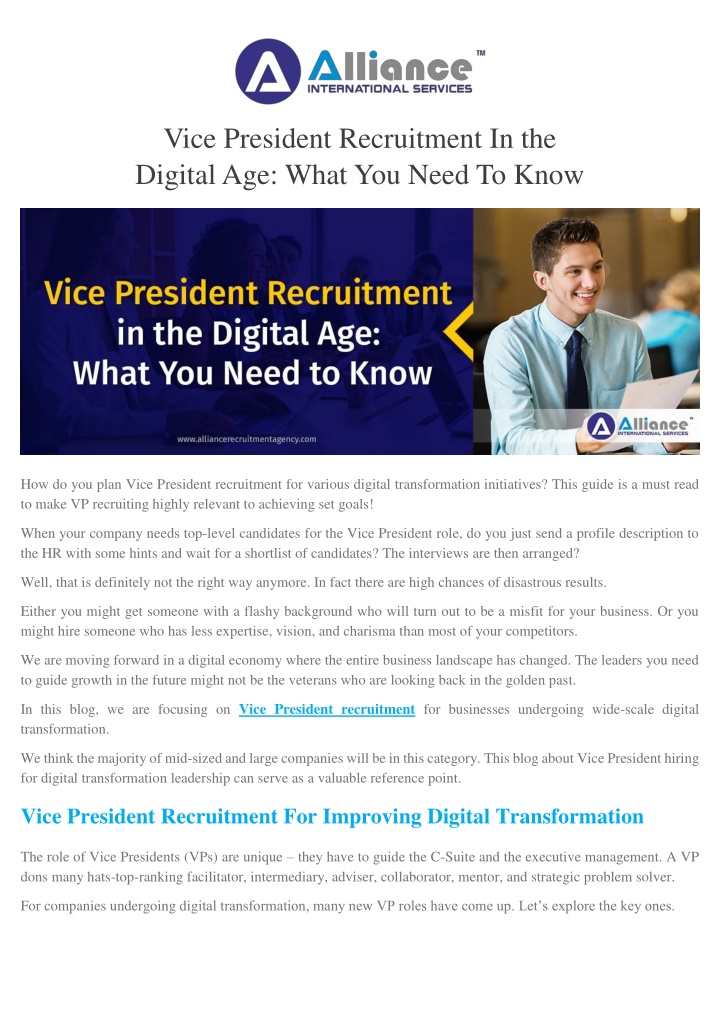 vice president recruitment in the digital