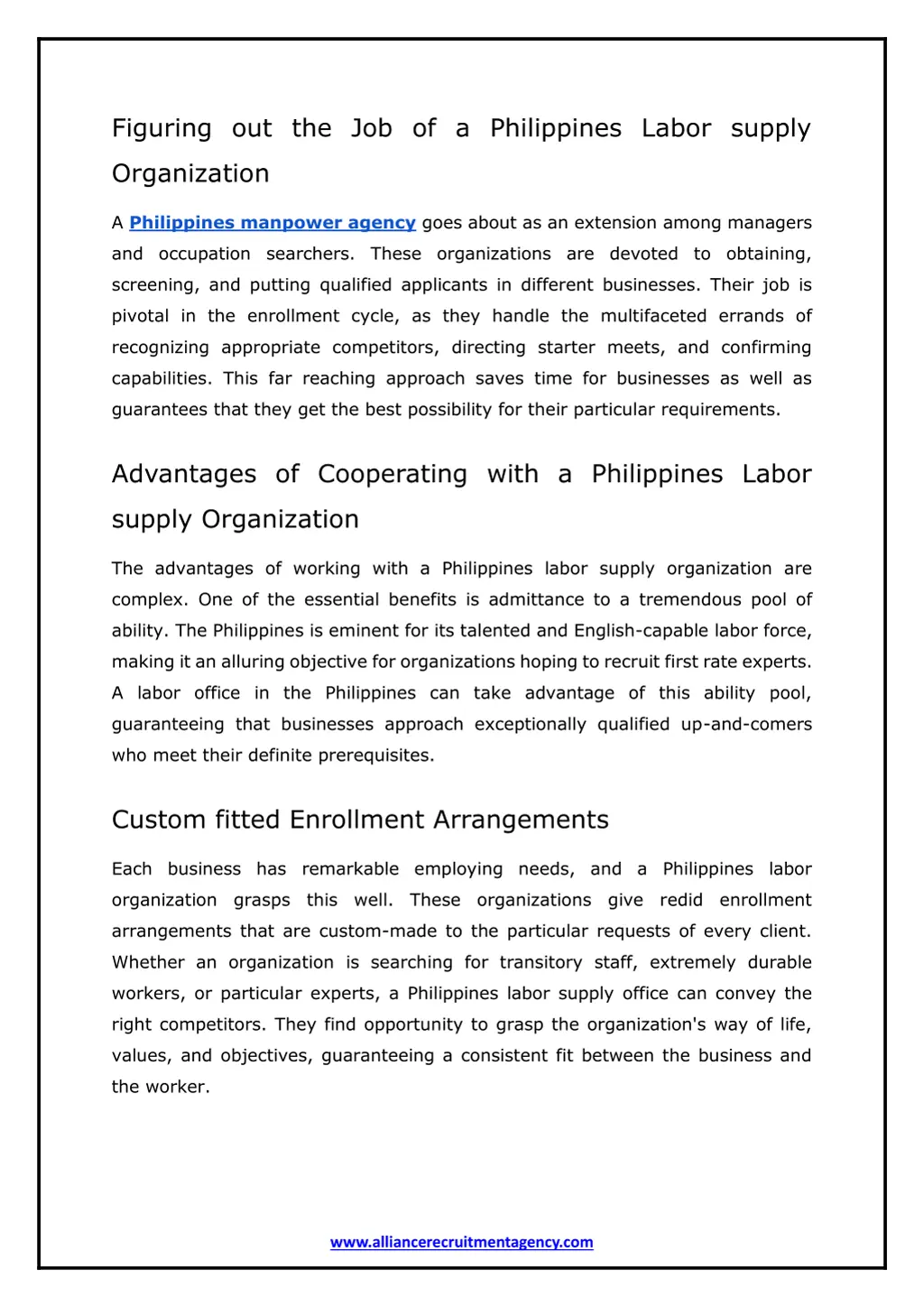 figuring out the job of a philippines labor supply