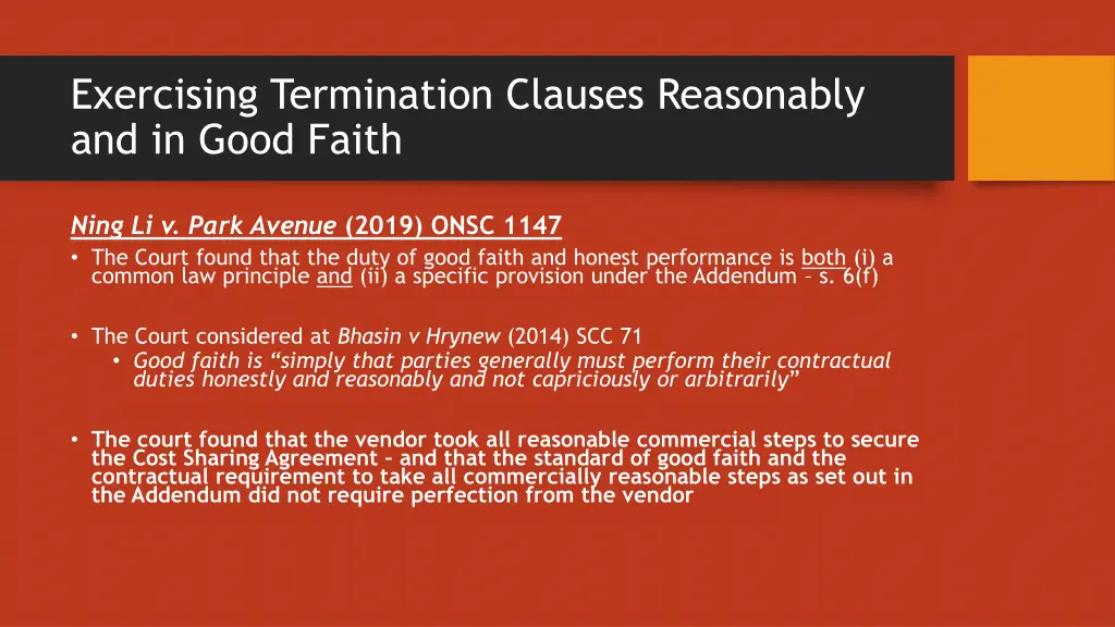 exercising termination clauses reasonably 1