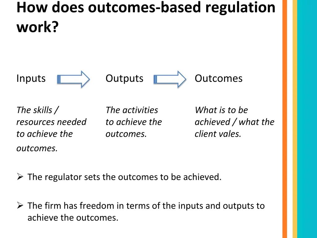 how does outcomes based regulation work