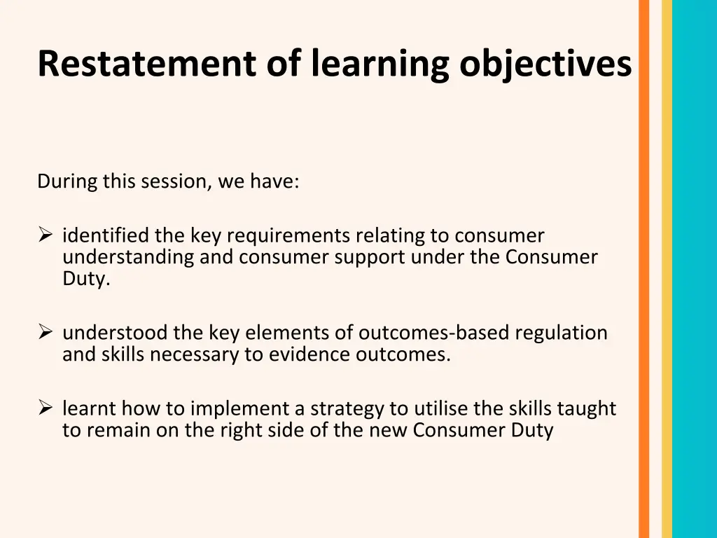 restatement of learning objectives