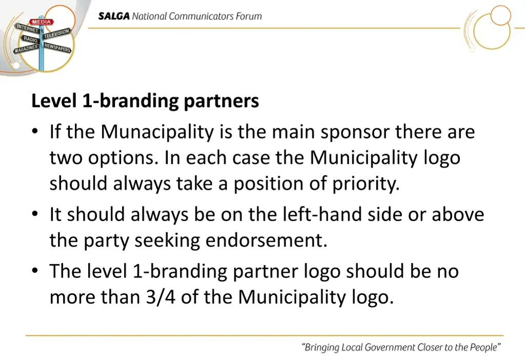 level 1 branding partners if the munacipality