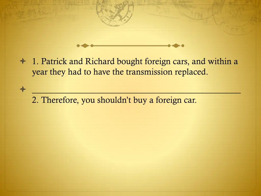 1 patrick and richard bought foreign cars