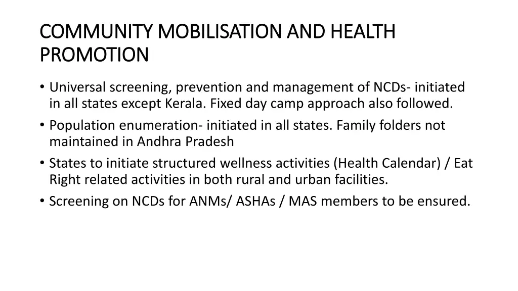 community mobilisation and health community