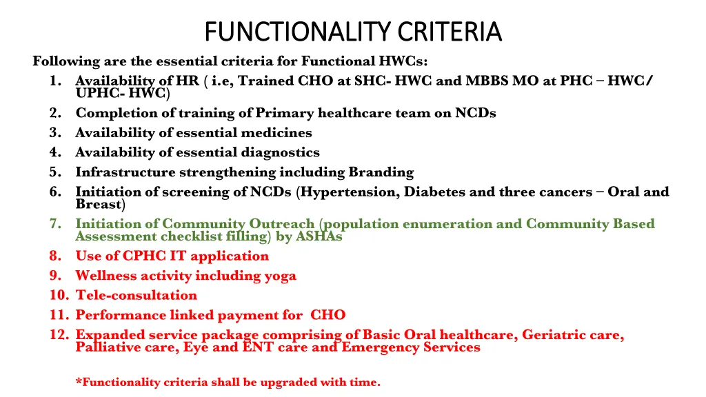 functionality criteria functionality criteria