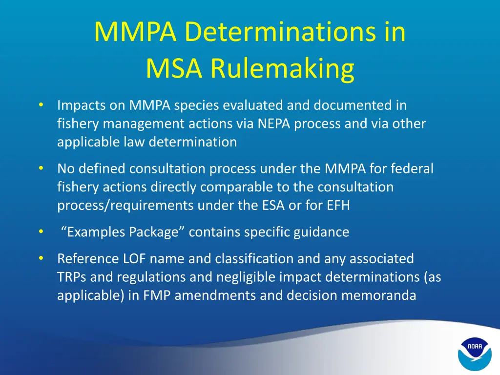 mmpa determinations in msa rulemaking