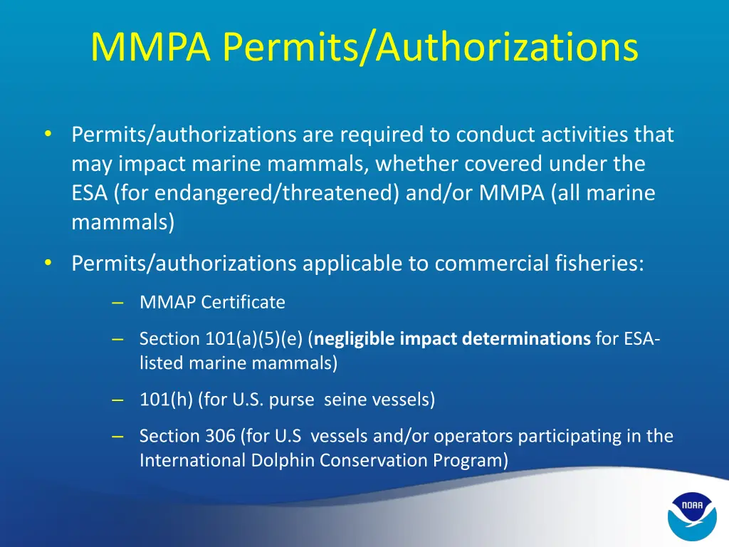 mmpa permits authorizations