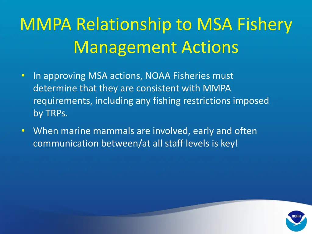 mmpa relationship to msa fishery management