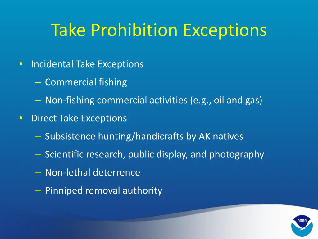 take prohibition exceptions