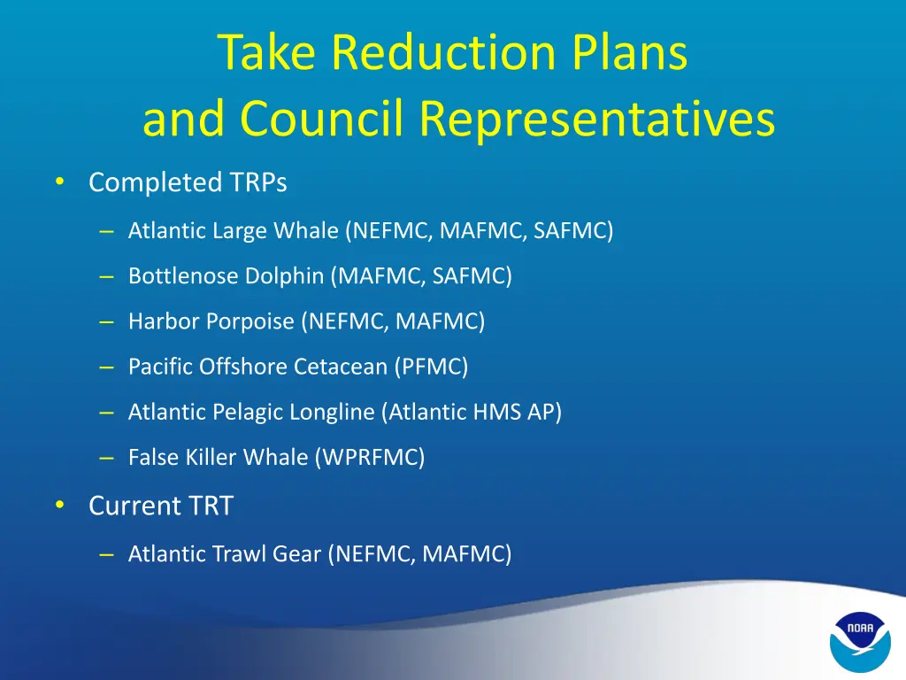 take reduction plans and council representatives