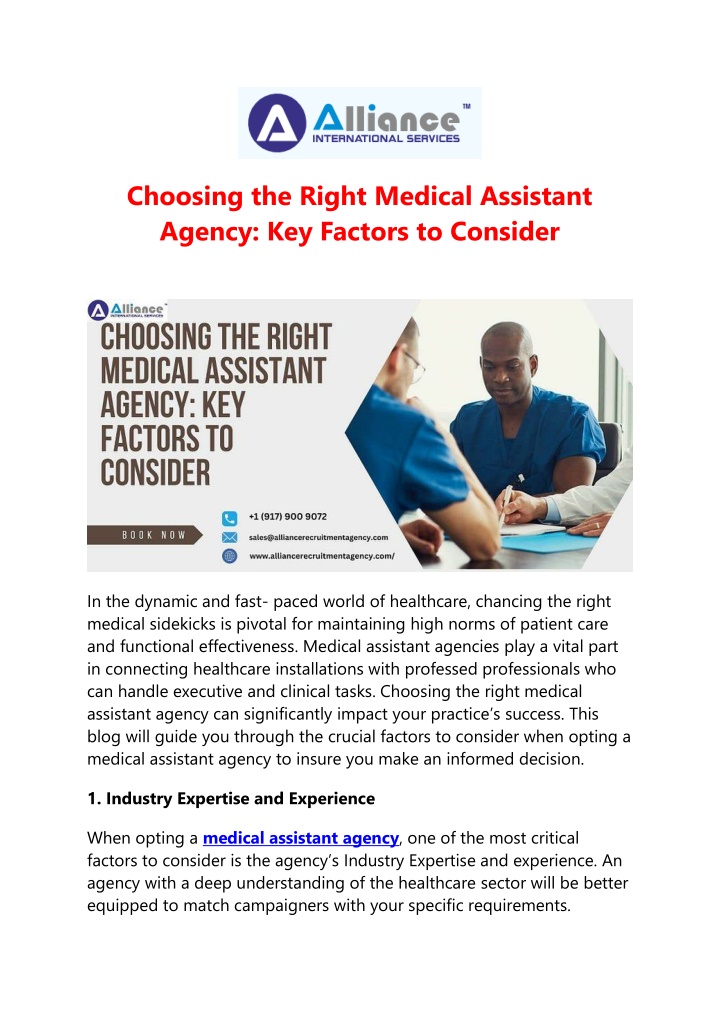 choosing the right medical assistant agency