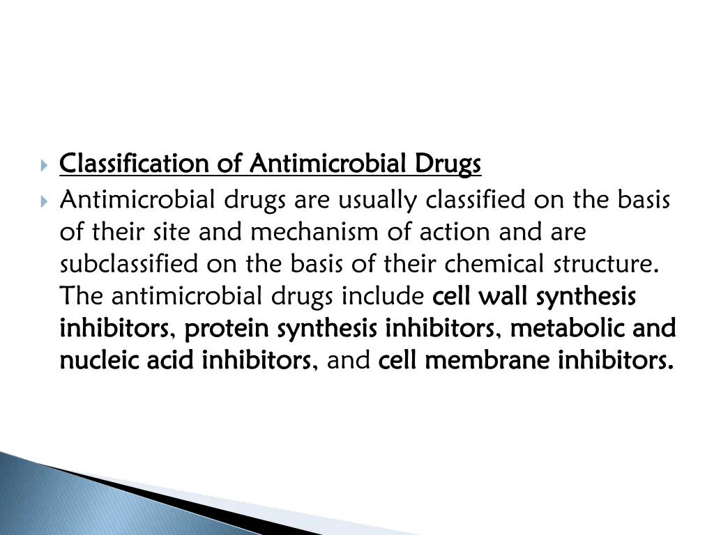 classification of antimicrobial drugs