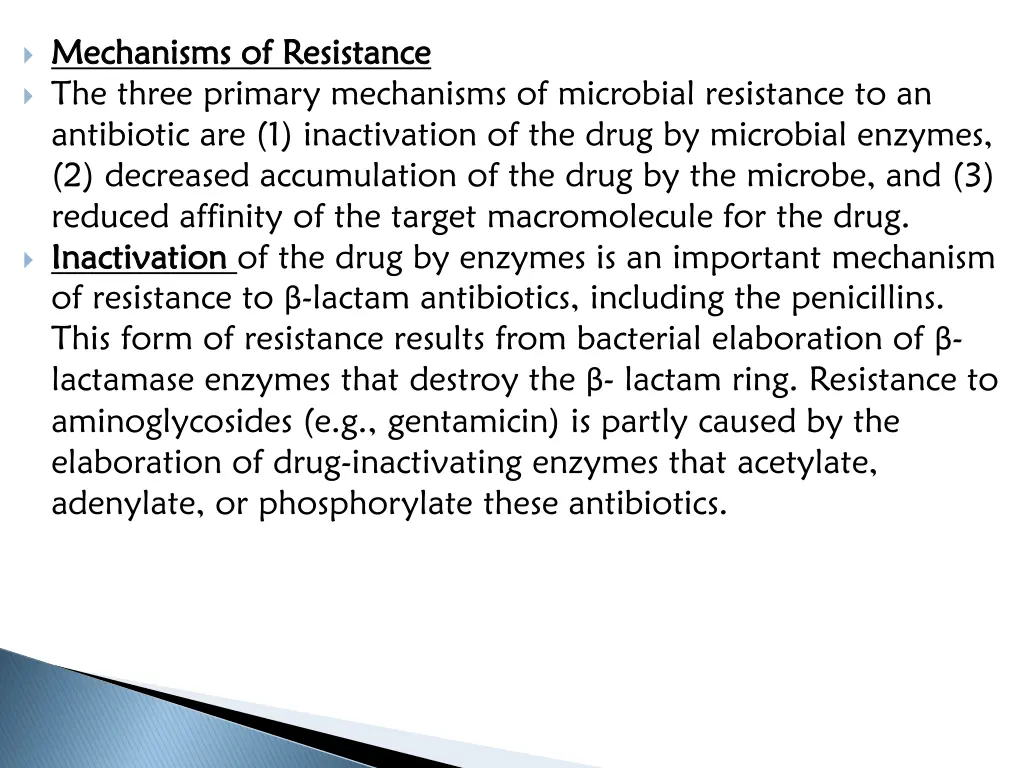 mechanisms of resistance mechanisms of resistance