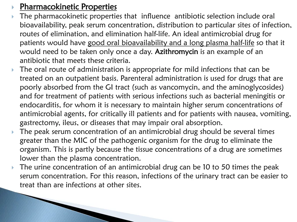 pharmacokinetic properties pharmacokinetic