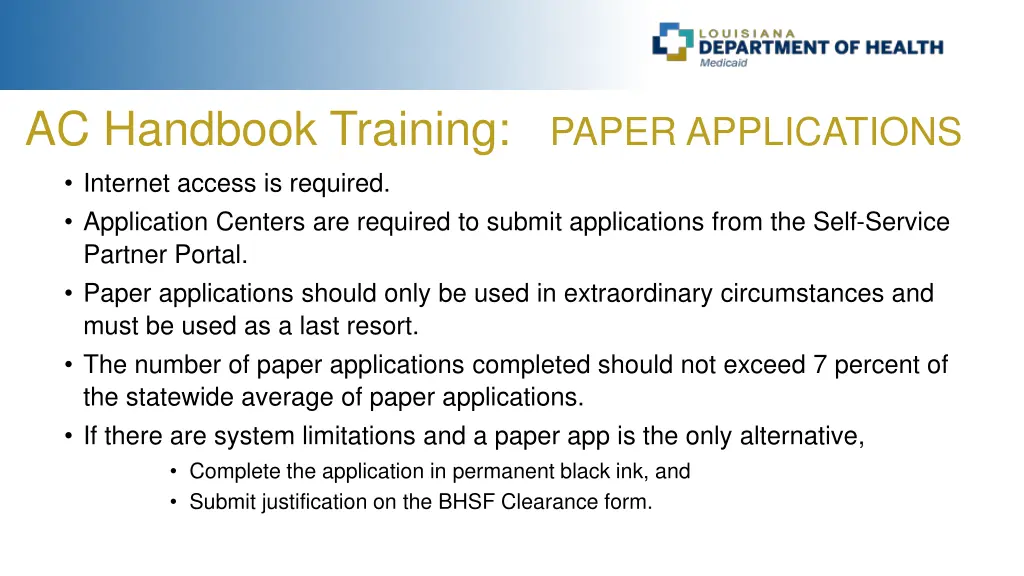 ac handbook training paper applications