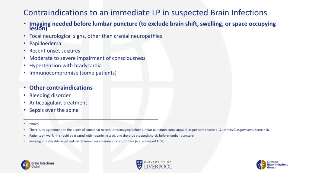 contraindications to an immediate lp in suspected