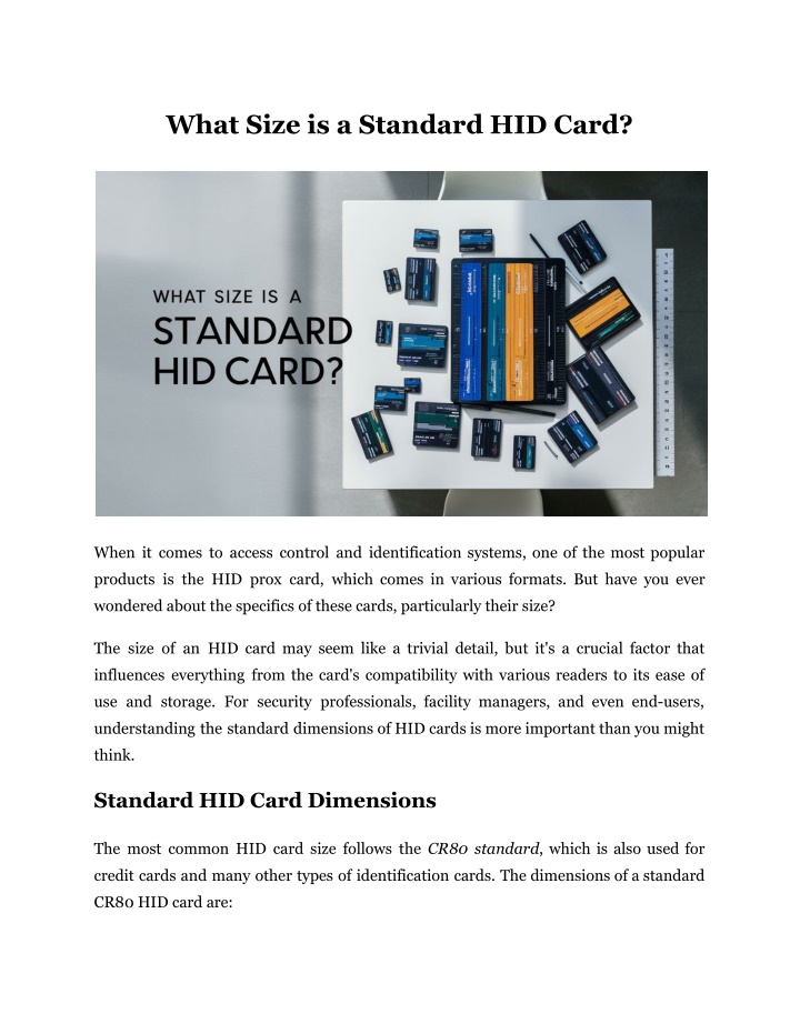 what size is a standard hid card