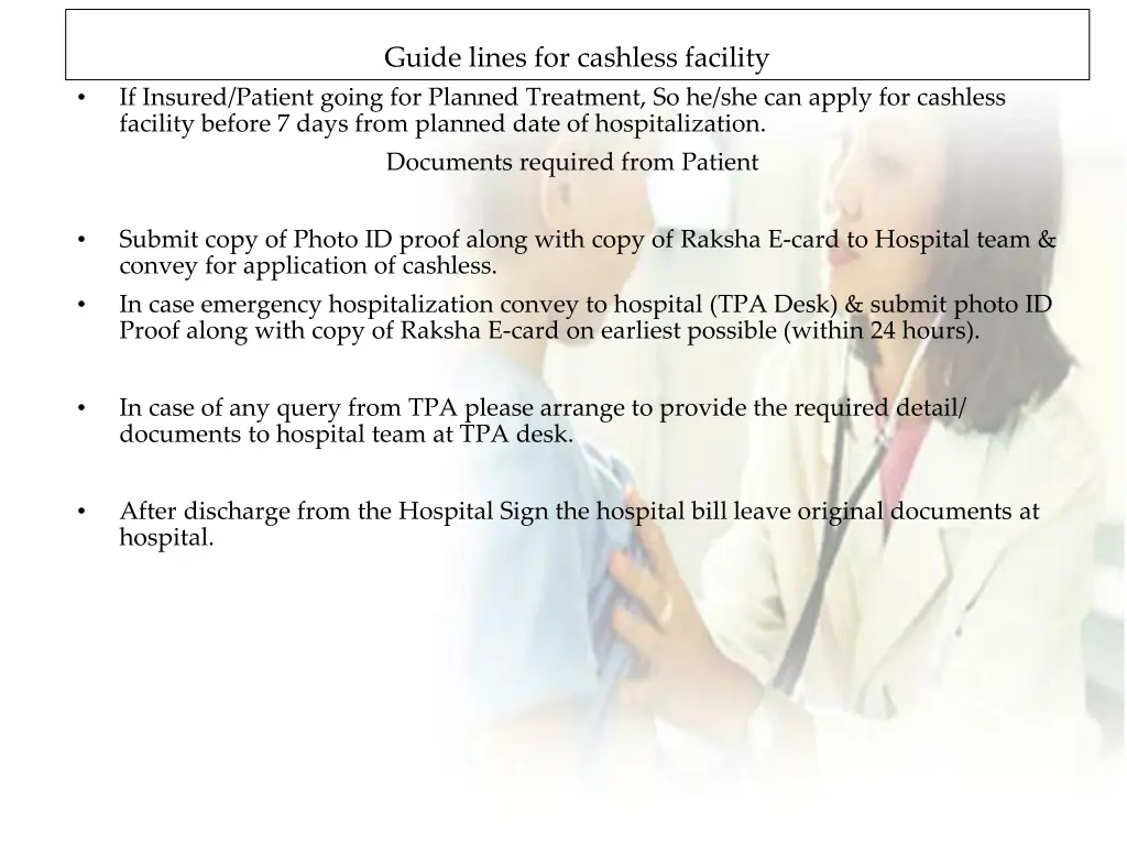 guide lines for cashless facility