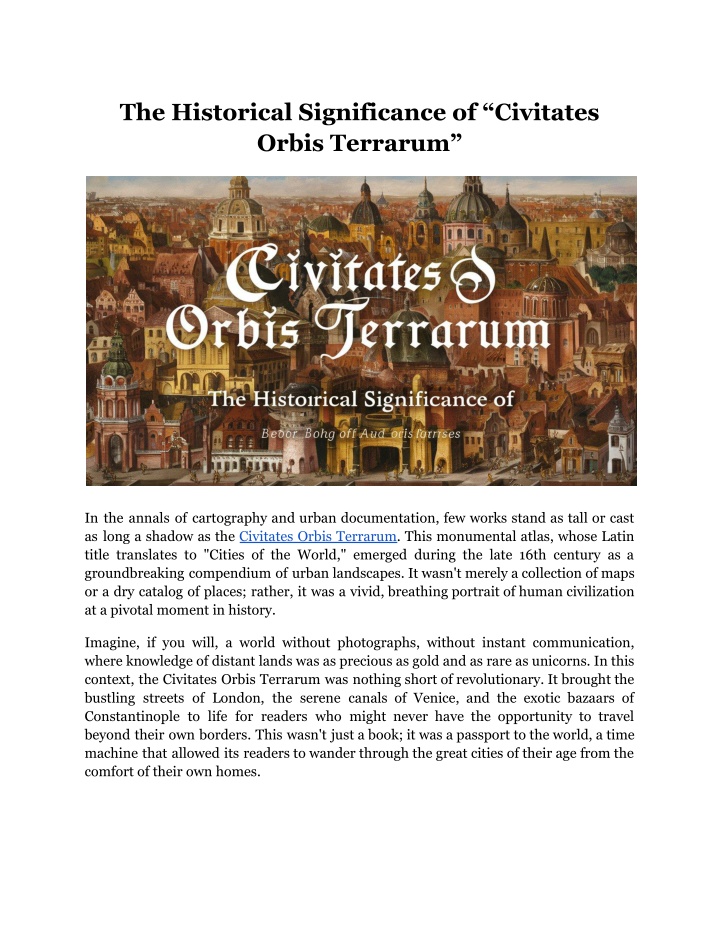 the historical significance of civitates orbis