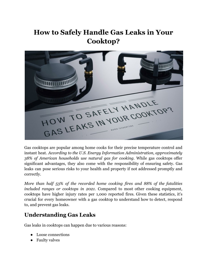 how to safely handle gas leaks in your cooktop