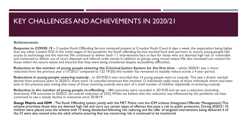 key challenges and achievements in 2020 21