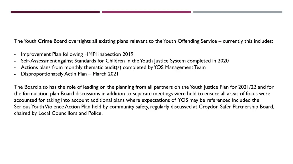 the youth crime board oversights all existing