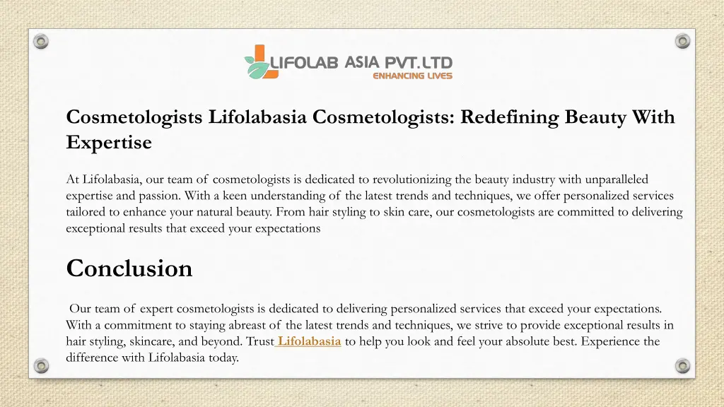 cosmetologists lifolabasia cosmetologists