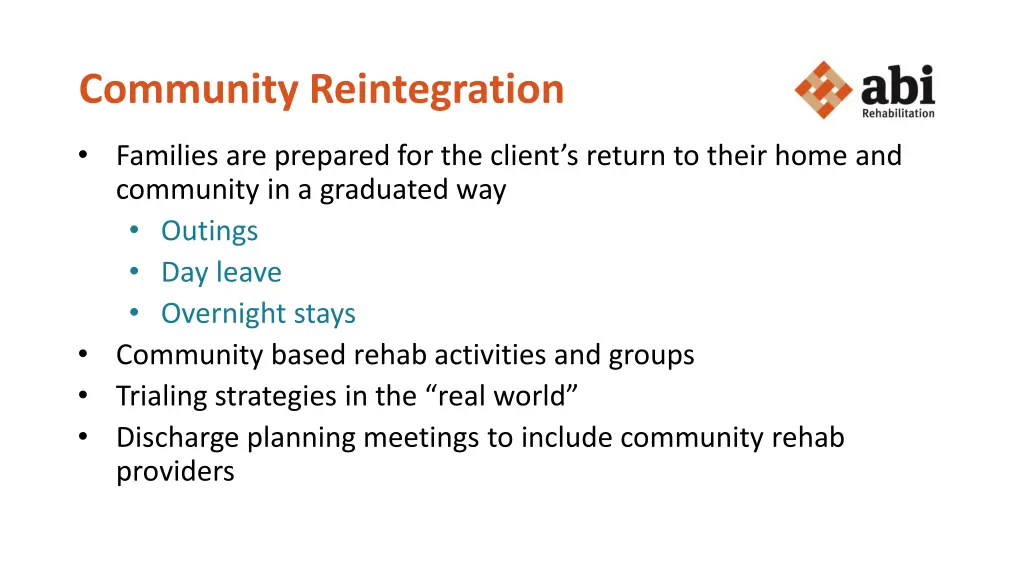 community reintegration