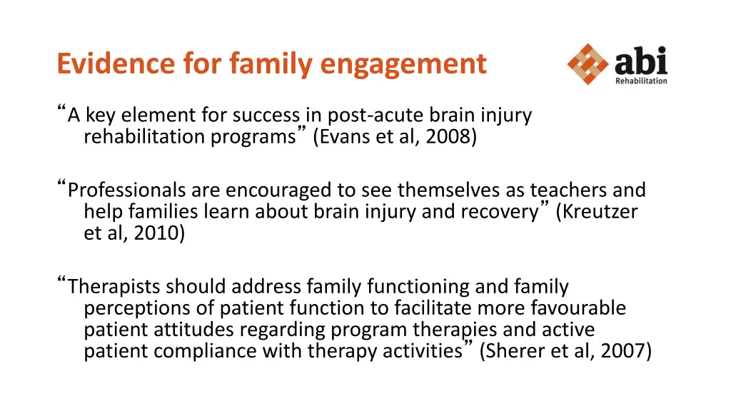 evidence for family engagement