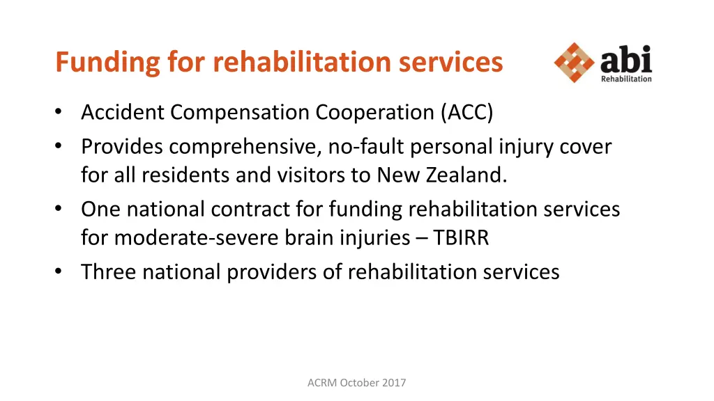 funding for rehabilitation services