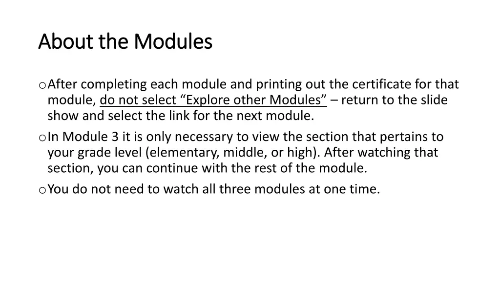 about the modules about the modules