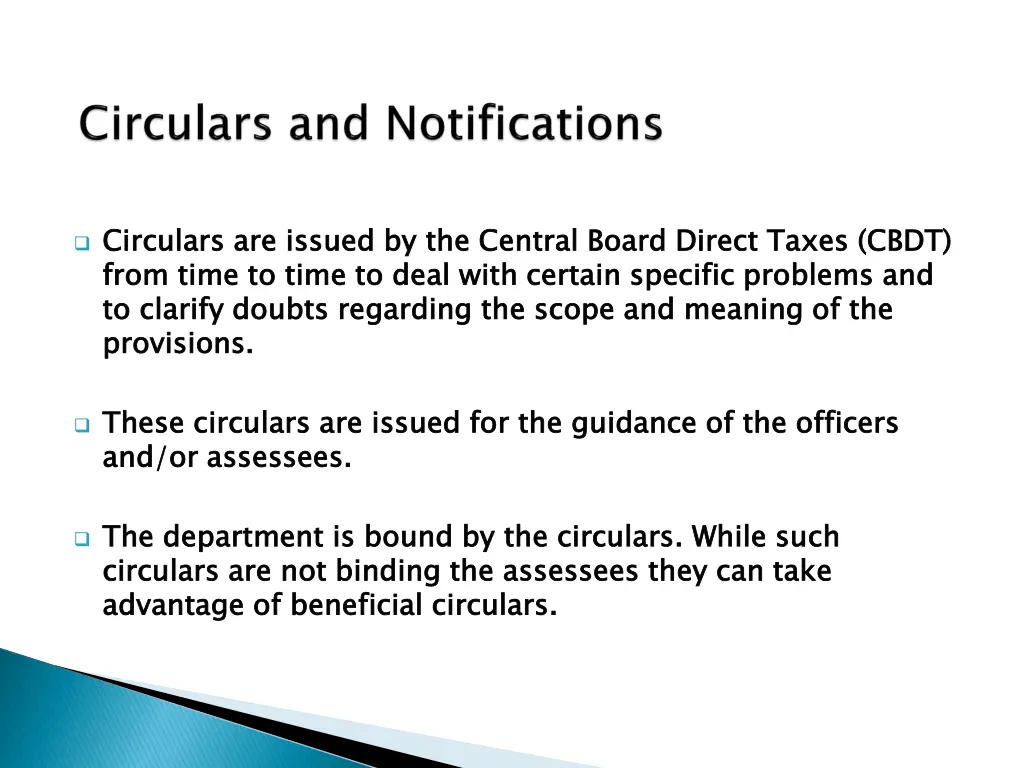 circulars are issued by the central board direct