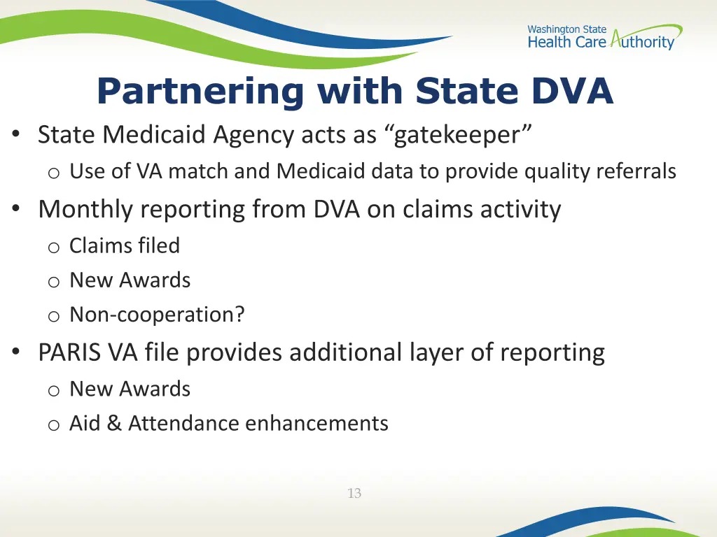 partnering with state dva