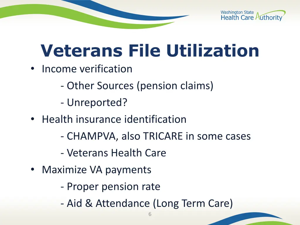 veterans file utilization