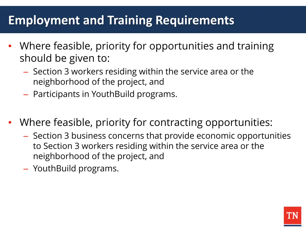 employment and training requirements