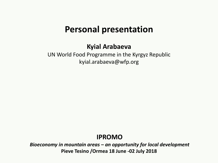 personal presentation